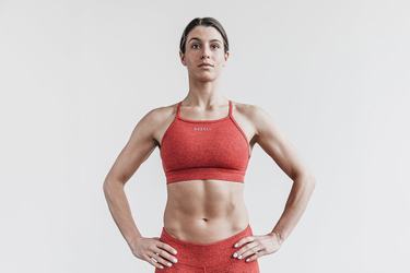 Nobull High-Neck Plush Heather Women's Sports Bras Red | Australia (XY2568)